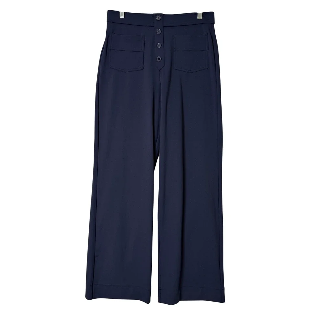Halara Halotek Air Pants Womens L Midnight Blue Straight‎ Leg High Rise Pockets